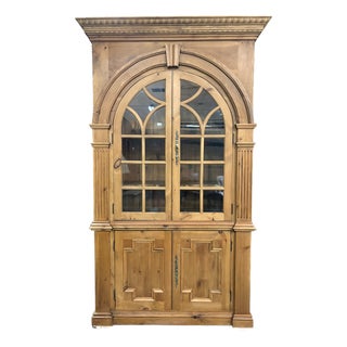 Vintage Rustic Scrubbed Pine Neoclassical Style Cabinet For Sale