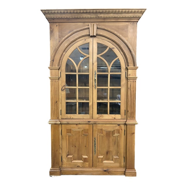 Vintage Rustic Scrubbed Pine Neoclassical Style Cabinet For Sale