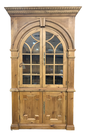 Vintage Rustic Scrubbed Pine Neoclassical Style Cabinet