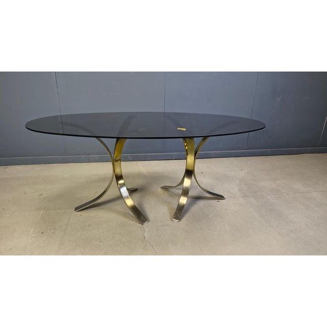 Vintage Brass Oval Glass Dining Table, 1970s For Sale - Image 8 of 10