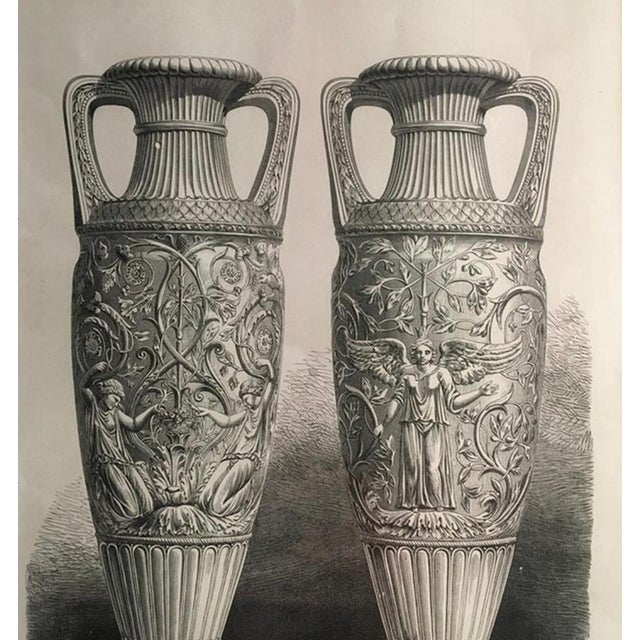 French Artist, Neoclassical Roman Marble Urns, 1850, Black and White Print For Sale - Image 4 of 18