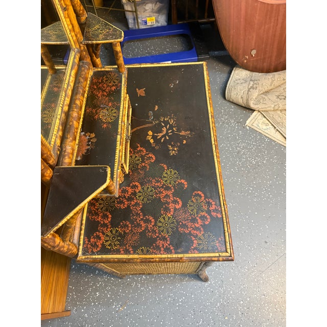 Antique Victorian Tortoiseshell Bamboo Chest of Drawers With Vanity For Sale - Image 9 of 12