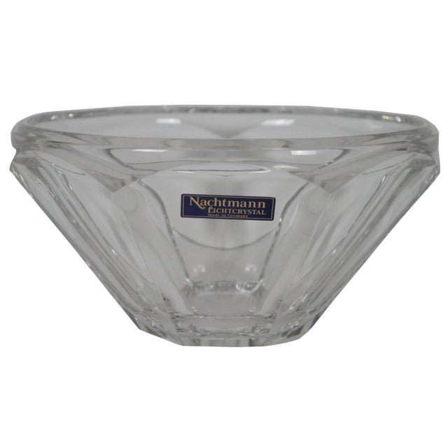 Vintage Nachtman Lichtcrystal Faceted German Crystal Centerpiece Bowl Candy Nut Dish For Sale - Image 10 of 10