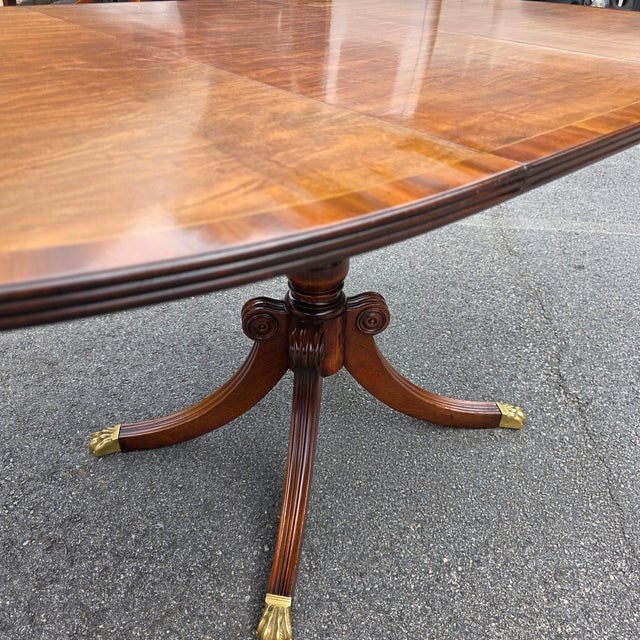 Schmieg & Kotzian English Regency Revival Figured Walnut Oval Extension Dining Table, Circa 1950 For Sale - Image 15 of 15