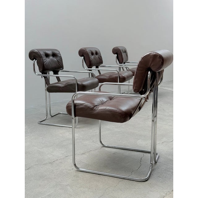 Tucroma Chairs in Brown Leather and Chrome by Guido Faleschini for I4 Mariani, Italy, 1970s, Set of 4 For Sale - Image 18 of 18