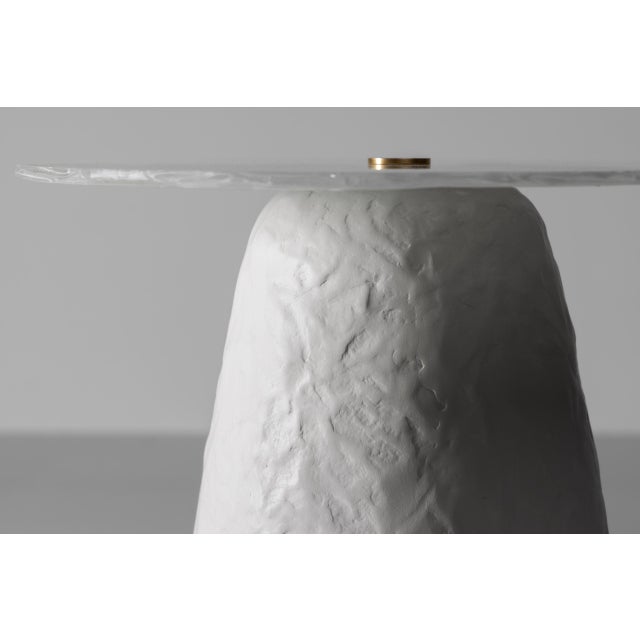 Contemporary D48 Bolete Side Table in Clay Finish with White Glass Table Top from Aifunghi For Sale - Image 3 of 8