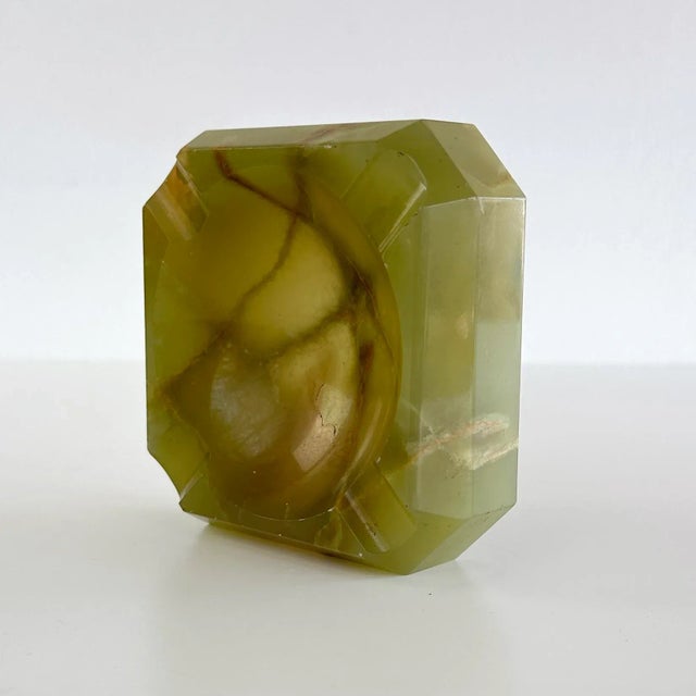 Gemstone Mid-Century Modern Hexagonal Green Onyx Ashtray, Italy, 1960s For Sale - Image 7 of 12