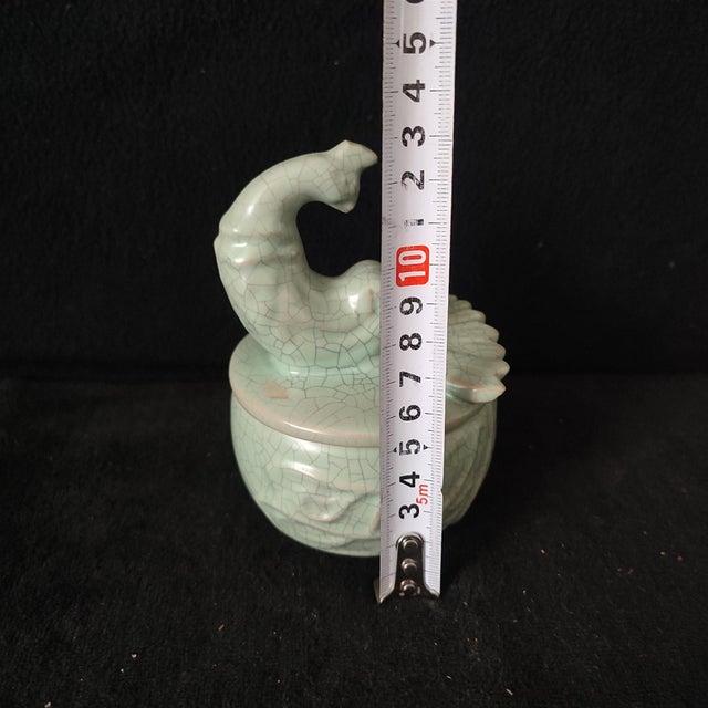 Ceramic Chinese Ceramic Cenaer,Guan Ware Crackle Glaze Celadon Porcelain Incense Burner Hand Carved Phoenix Pattern For Sale - Image 7 of 10