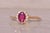 1990s The Bandon: Natural Ruby and Diamond Halo Ring in Yellow Gold For Sale - Image 5 of 11