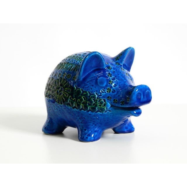 Large Rimini Blu Ceramic Pig Money Box by Aldo Londi for Bitossi Italy, 1960s For Sale - Image 4 of 18