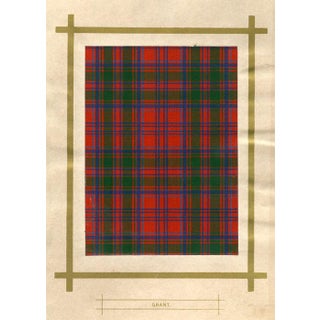 1887, Scottish Tartan Print, Grant Clan, Original Color Lithograph For Sale