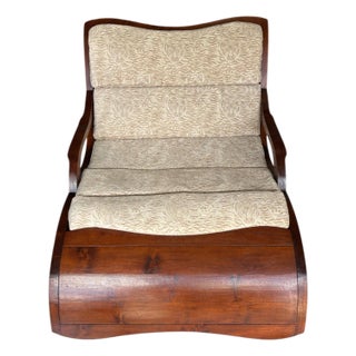 Contemporary Double-Width Chaise Lounge With Freshly Upholstered Custom Cushion For Sale