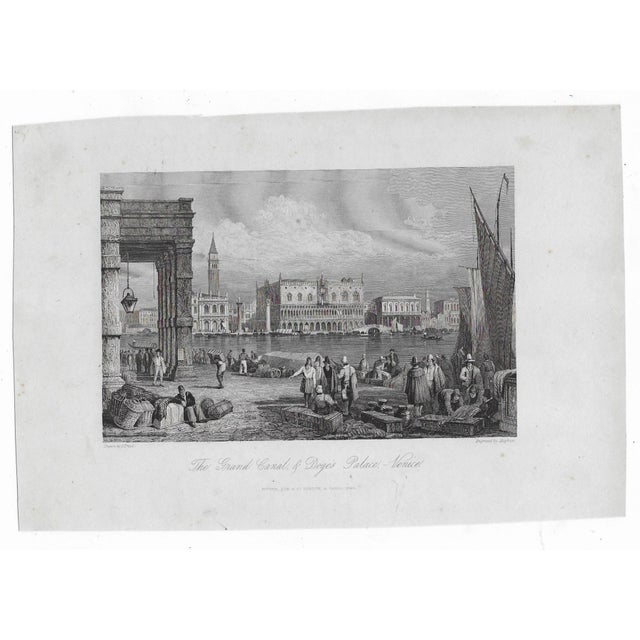 19th century engraving of the Venetian Grand Canal and the Doges Palace.