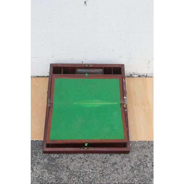 Wood Late 1800s Solid Mahogany Lap Traveling Writing Desk on a Stand For Sale - Image 7 of 12