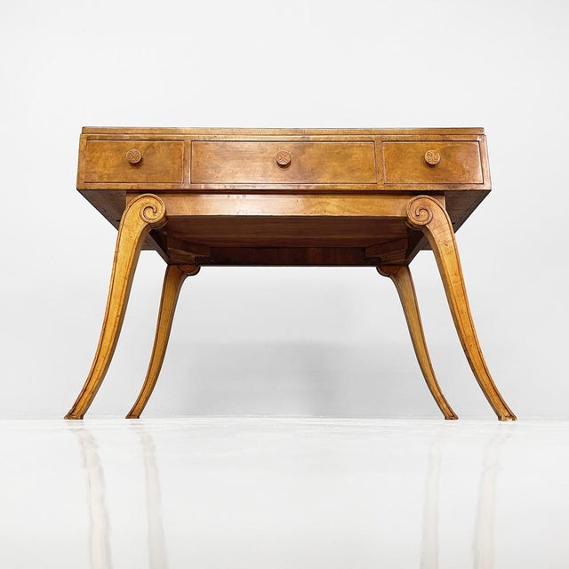 English Art Deco Rectangular Walnut Desk from Hille of London, 1920s For Sale - Image 10 of 18