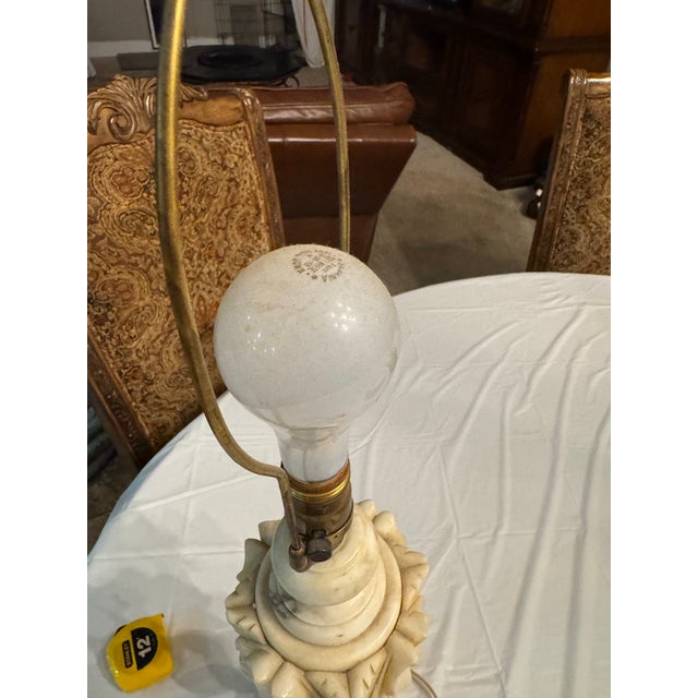 Antique Italian Hand Carved Alabaster Table Lamp For Sale - Image 4 of 4