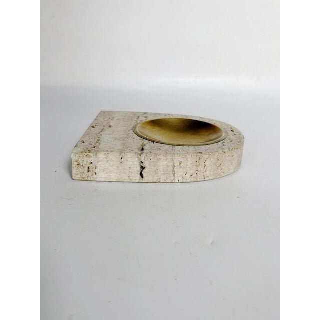 Travertine and Brass Ashtray, France, 1960s For Sale - Image 11 of 14