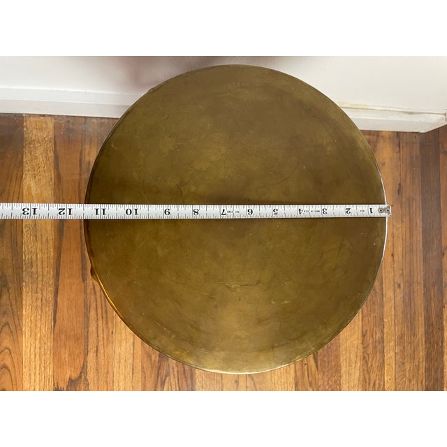 Brass Mid-Century Modern Attributed to Sarreid Ltd. Brass X-Base Stool / Accent Table For Sale - Image 8 of 9