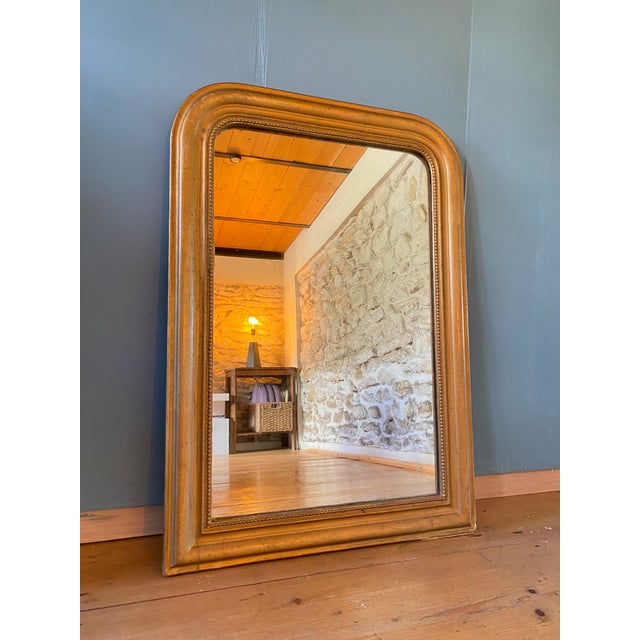 Wood Louis Philippe Mirror in Stuccoed and Gilded Wood For Sale - Image 7 of 7