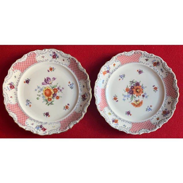 Ceramic Schumann Bavaria Pink Lattice Porcelain 8" Plates Us Zone - Set of 8 For Sale - Image 7 of 11