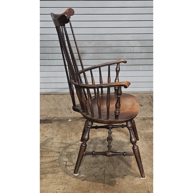 Early 20th Century Fan Back With Brace Back Windsor Arm Chair Benchmade For Sale In Cleveland - Image 6 of 8