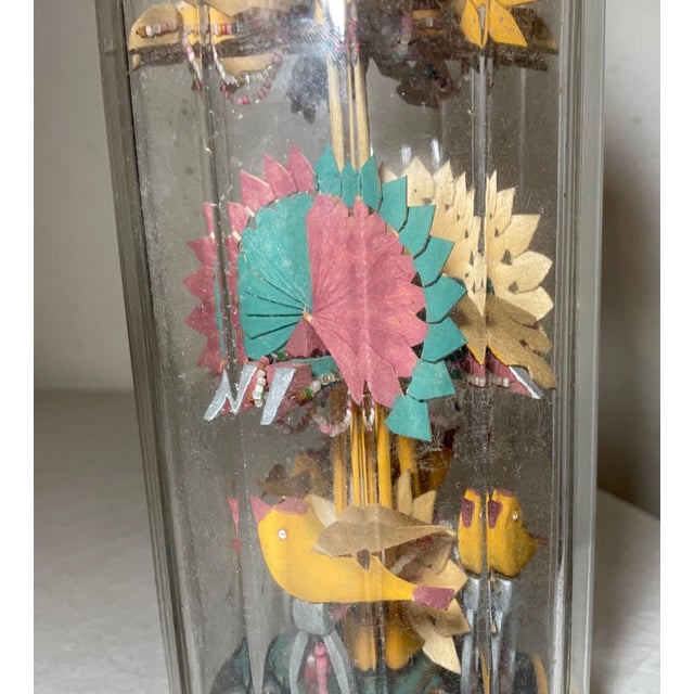 Antique Handmade Whimsical Folk Art Mixed Media Wood Glass Sculpture in Bottle For Sale - Image 13 of 18