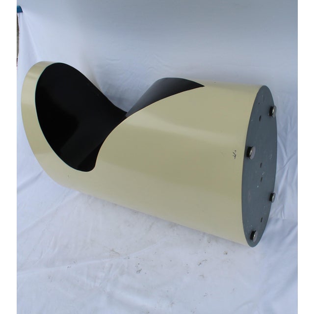 Side Table Midcentury Designed Special Shape Painted Two-Tone Rolled Steel For Sale - Image 12 of 16