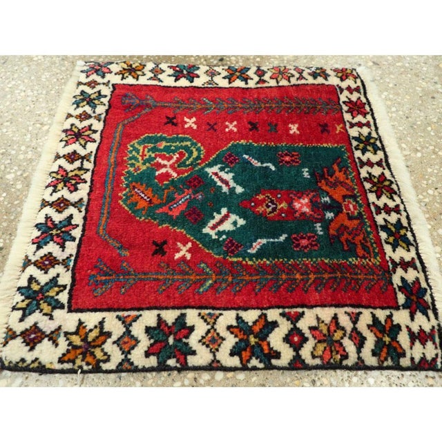 Galerie Shabab Collection Mid-20th Century Handmade Persian Shiraz Square Throw Rug For Sale - Image 4 of 5
