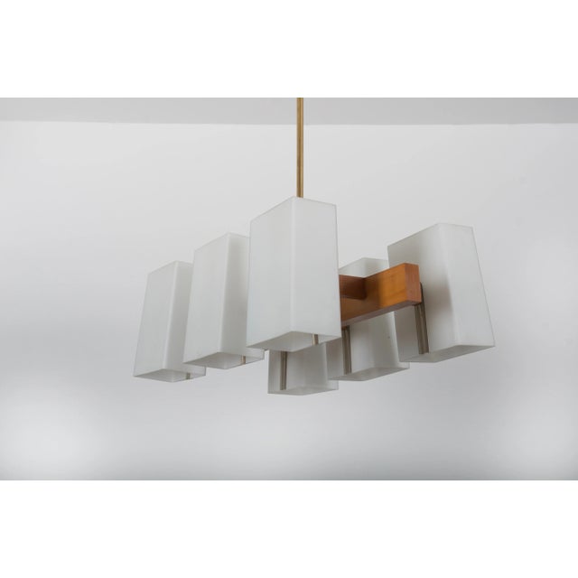 Wood Large Vintage Opaline Glass Chandelier by Rupert Nikoll For Sale - Image 7 of 16