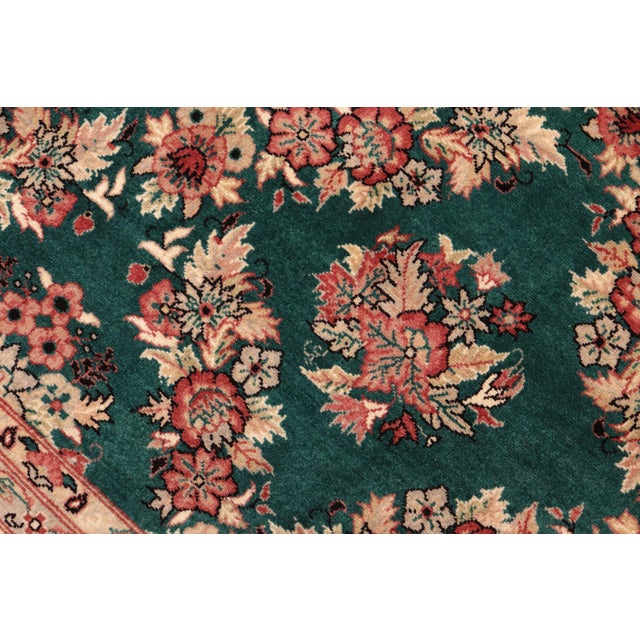 Shabby Chic 1990's Floral Pak-Persian Green/Ivory Wool Rug - 6'1'' X 9'2'' For Sale - Image 4 of 9