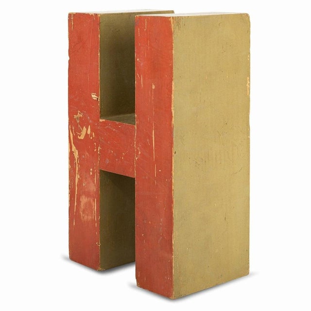 Vintage Wooden Letter H, 1990s For Sale - Image 3 of 10
