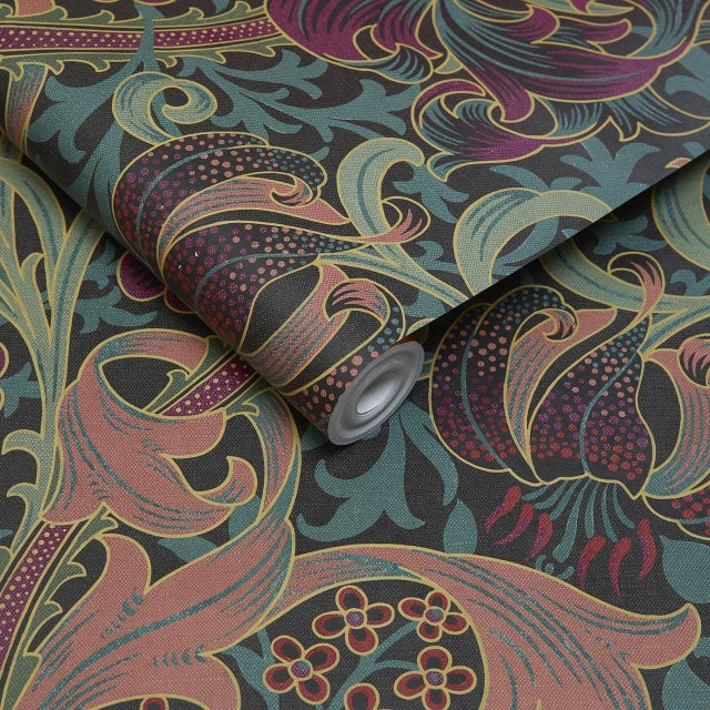 English GOLDEN LILY Wallpaper - Apatite Sample For Sale - Image 3 of 3