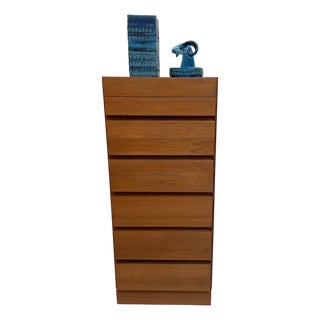 1970s Danish Modern Teak Highboy Lingerie Chest For Sale