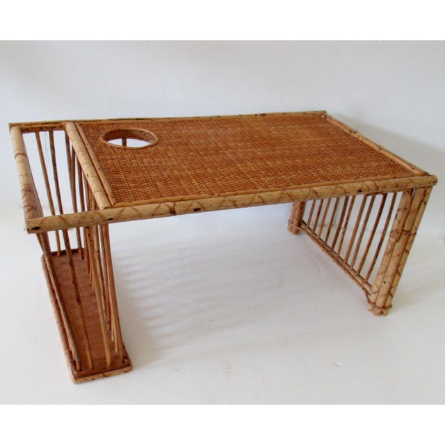 1960s English Anglo Indian Bamboo & Wicker Breakfast, Bed Tray Table For Sale - Image 4 of 10