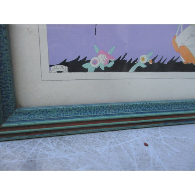 Art Deco Pochoir print, which is a printed drawing, and each print is hand-colored in gouache or watercolor. The young...
