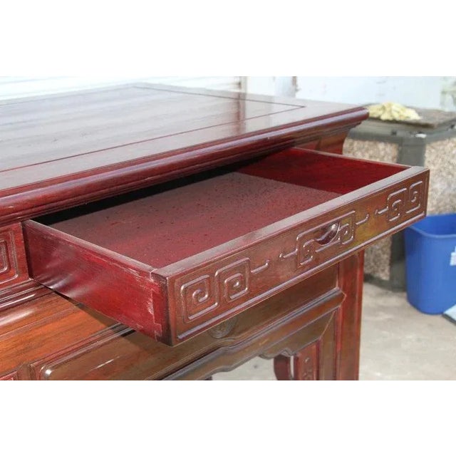Brown Mid 20th Century Chinese Chippendale Console or Bar For Sale - Image 8 of 10