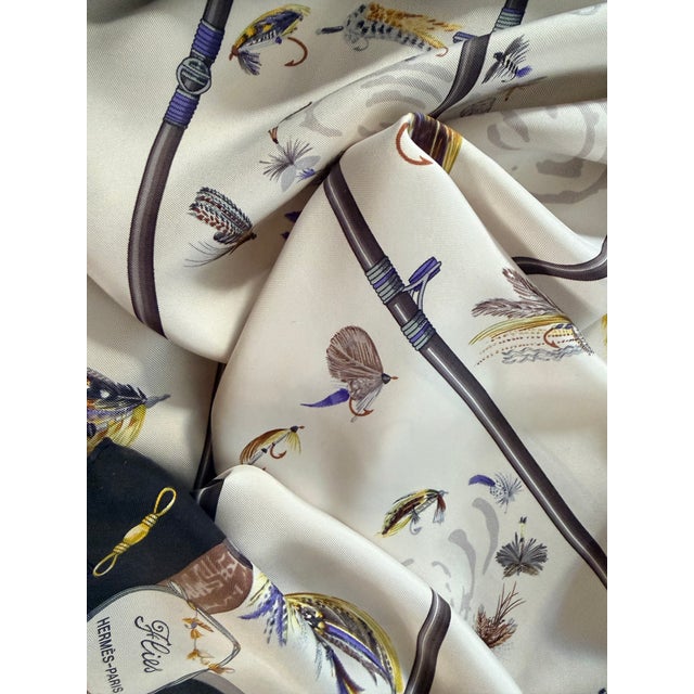 Hermès Flies 1988 Silk Scarf Designed by Latham Caty For Sale - Image 10 of 11