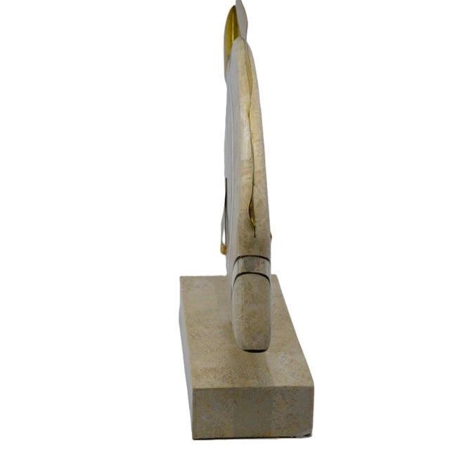 Hollywood Regency 1980s Maitland-Smith Style Tessellated Stone Mother of Pearl Brass Fish For Sale - Image 3 of 11