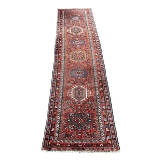 Vintage Hand Knotted Persian Karajeh Runner Rug For Sale
