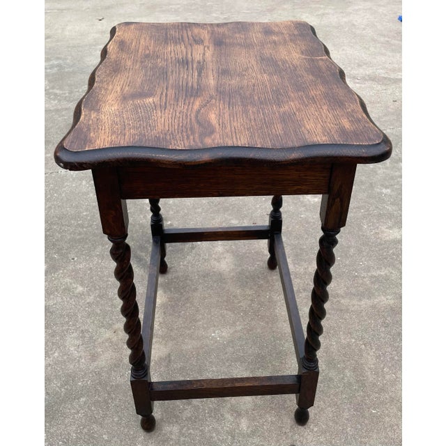 Brown Beautiful Vintage English Barley Twist Lamp Table For Sale - Image 8 of 9