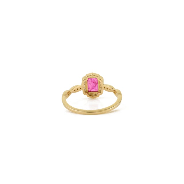 Gemstone VRJewels 14k Solid Gold Natural Ruby Diamond Statement Ring Size 5 For Sale - Image 7 of 13