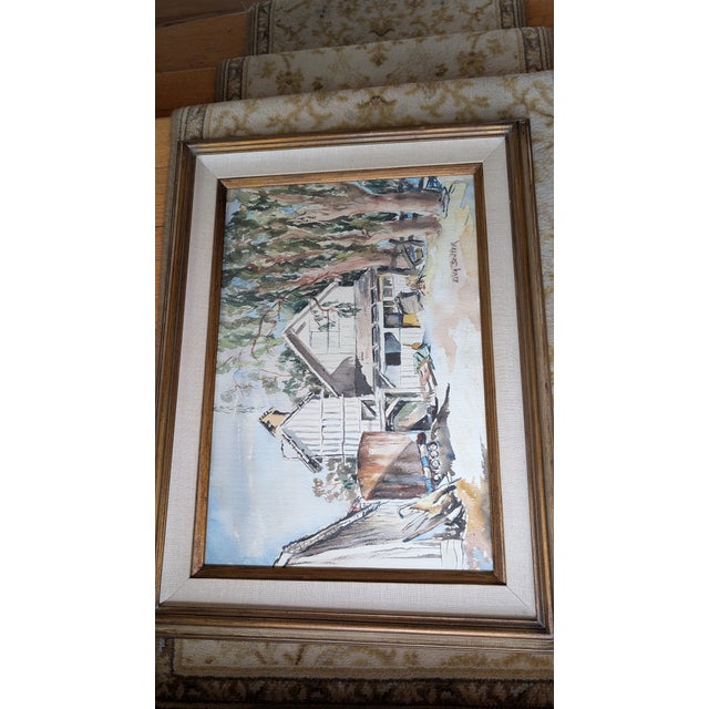 This artwork is an original watercolor painting by Elva Harriet Senter (1891–1973), a listed mid-century California artist...