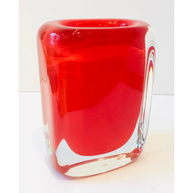 Global Views Modern Red Block Glass Vase Chairish