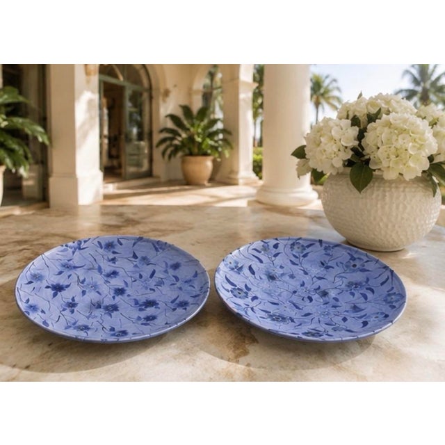 A Pair of Vintage Moroccan Safi Hand-Painted Ceramic Platters / Shallow Bowls For Sale - Image 10 of 12