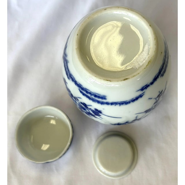Vintage Petite Blue and White Cherry Blossom Ginger Jar/ Double Steaming Jar For Sale - Image 15 of 17