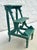Green Tuscany Italian Country Carved &Amp; Distressed Green Painted Wood 3-Step Library Ladder For Sale - Image 8 of 11