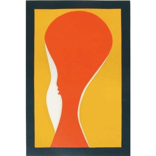 1972 "Pur Profil De L'aimée" Linocut by André Verdet For Sale