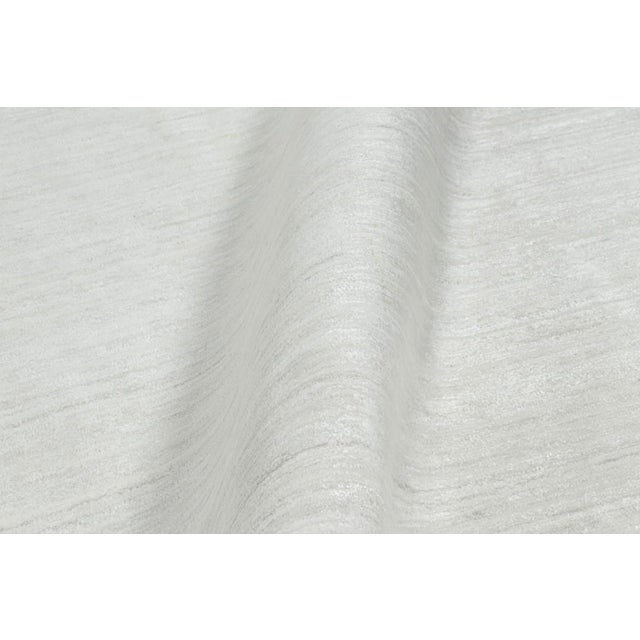Textile Rug & Kilim’s Oversized Textural Rug in Solid White and Silver-Gray Striae For Sale - Image 7 of 8