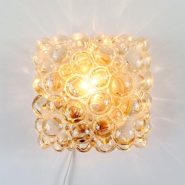 Gold Mid-Century Amber Bubble Glass Wall Light attributed to Helena Tynell for Limburg, Germany, 1970s For Sale - Image 8 of 13