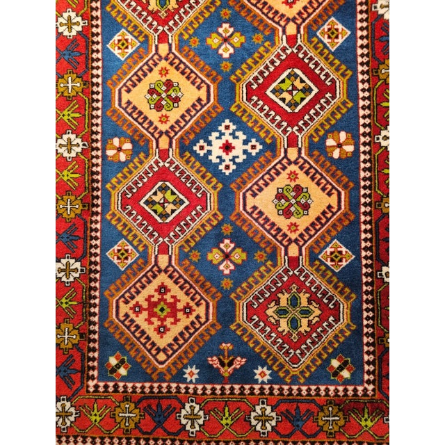 Vintage Persian Yalameh Area Rug, Hand-Knotted Wool, Allover Geometric Design For Sale - Image 4 of 7